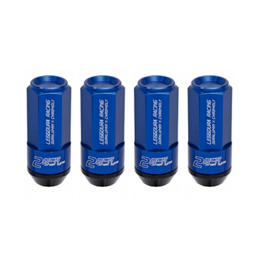 Project Kics 53mm Closed-End Leggdura Racing Shell Type Lug Nuts - 12x1.5 Blue (16 Lugs + 4 Locks)