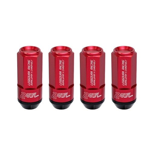 Project Kics 53mm Closed-End Leggdura Racing Shell Type Lug Nuts - 12x1.5 Red (16 Lugs + 4 Locks)