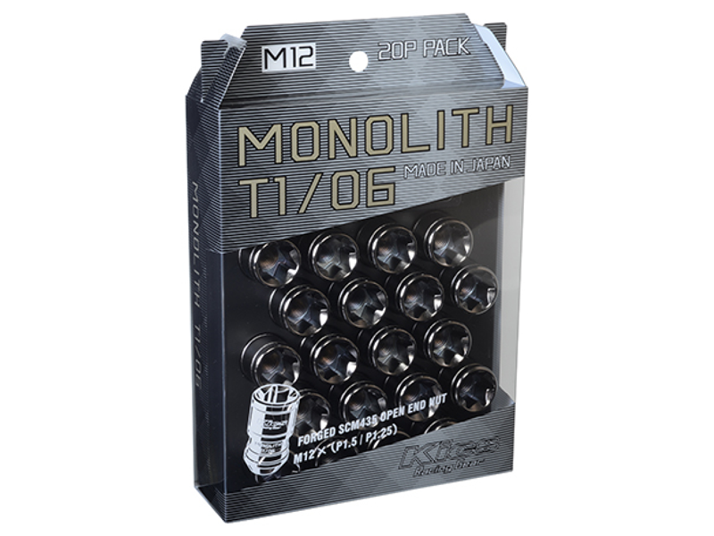 Project Kics  Monolith T1/06 Lug Nuts - 12x1.5 Glorious Black (20 Lug Set)