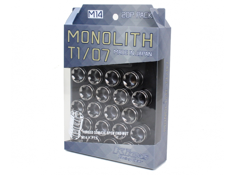 Project Kics Monolith T1/07 Lug Nuts -14x1.5 Glorious Black (20 Lug Set)