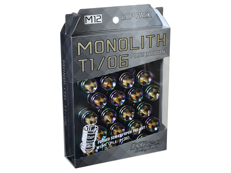 Project Kics  Monolith T1/06 Lug Nuts -12x1.5 Neochrome (20 Lug Set)