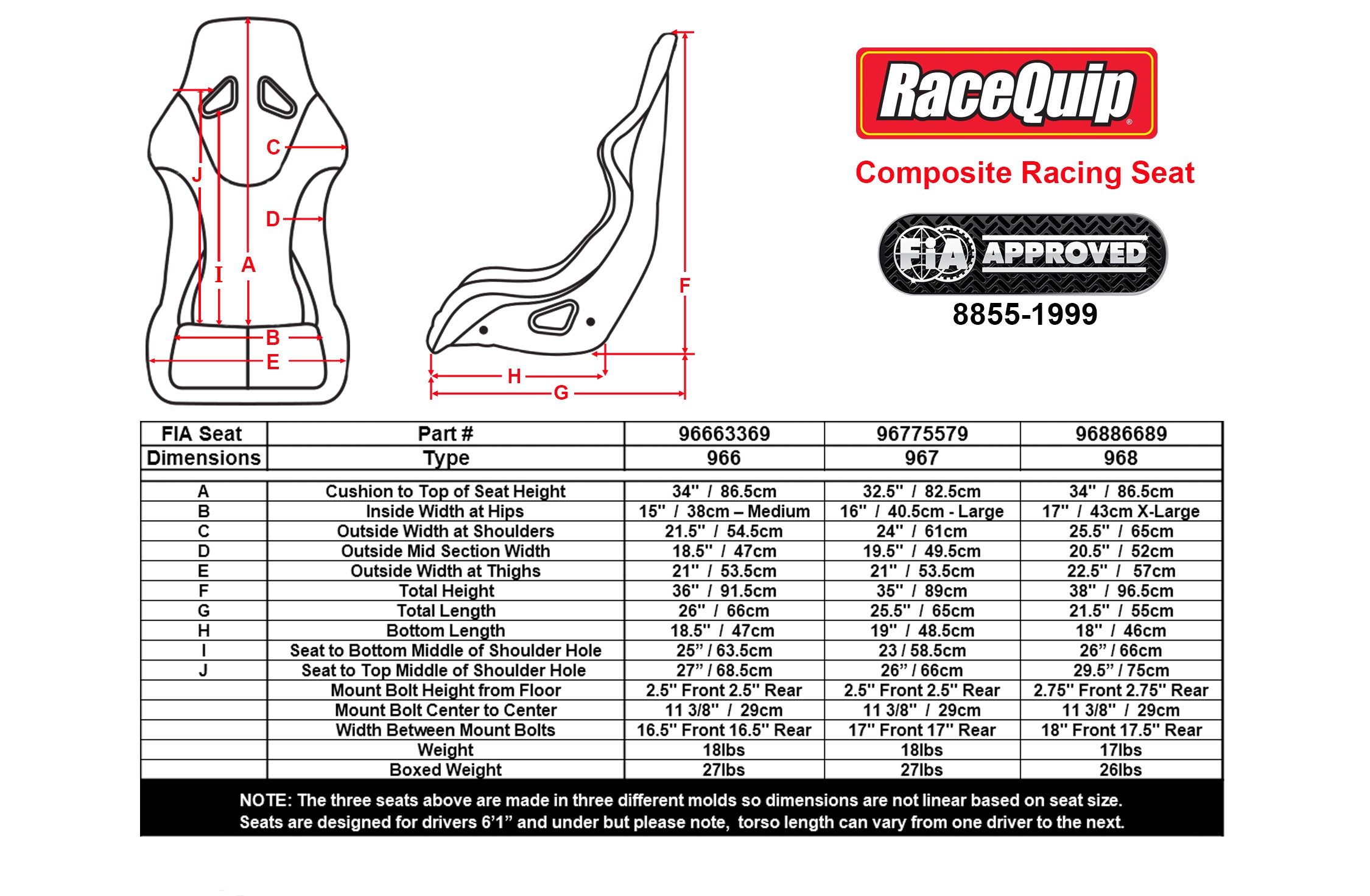 RaceQuip FIA Composite  Racing Seat - X-Large